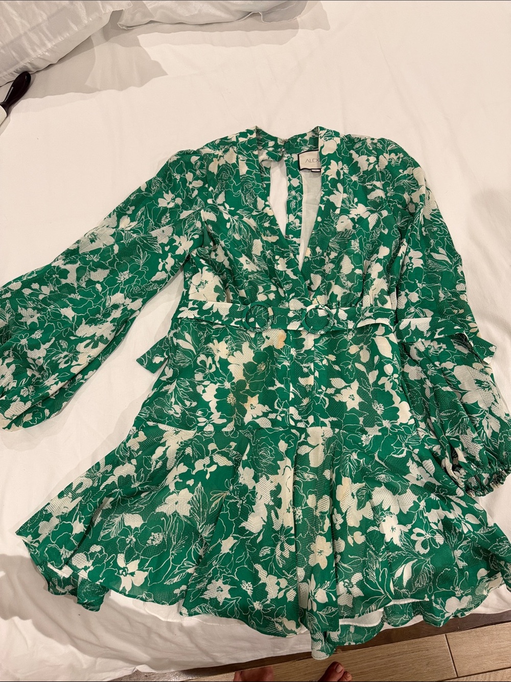 Green Floral Alexis V-Neck Mini Dress